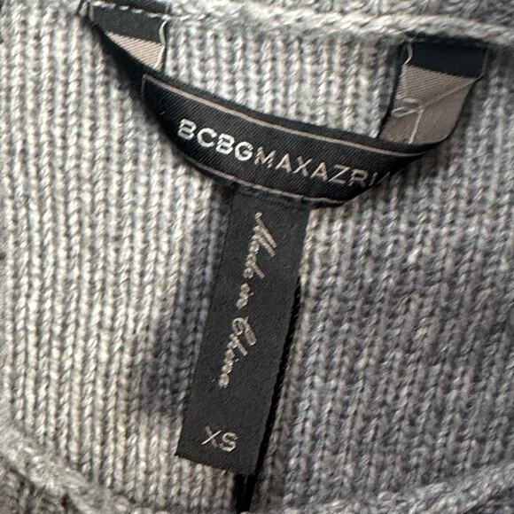 BCBGMaxazria Mock Neck Sweater XS Gray Popcorn Stitch Merino Wool Blend NWOT - Picture 5 of 10